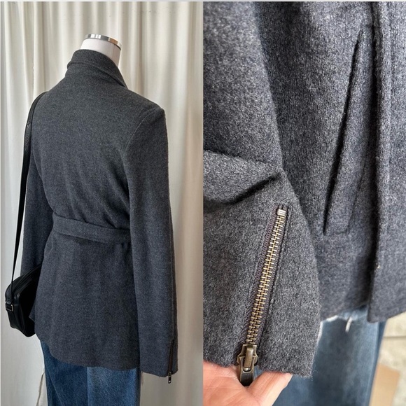 J. McLaughlin 100% Merino wool belted sweater Grey Medium. - Picture 7 of 8